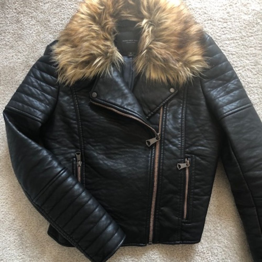 Wilsons Leather Faux Leather Jacket with Faux Fur Collar